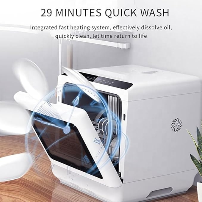 Portable Dishwasher With Water Tank - 휴대용 미니 카운터탑 식기세척기, 6인용, 자동