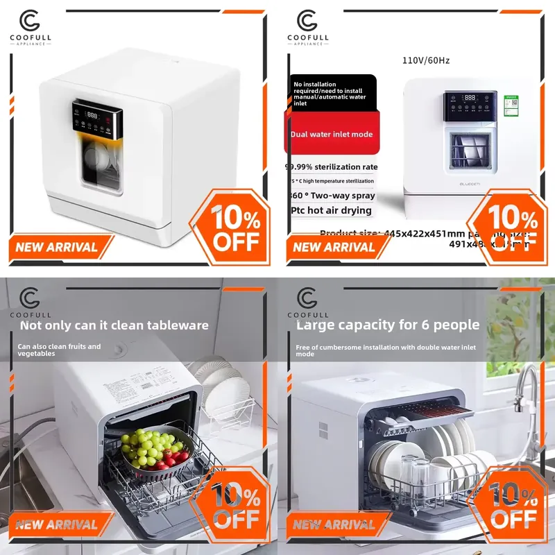 Countertop Dishwasher Mini Compact - 110V 미니 식기세척기, 자동 작동, 조리대형,