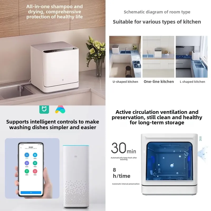 Countertop Dishwasher Mini Compact - 미니 스마트 식기세척기 자동 데스크탑 카운터탑
