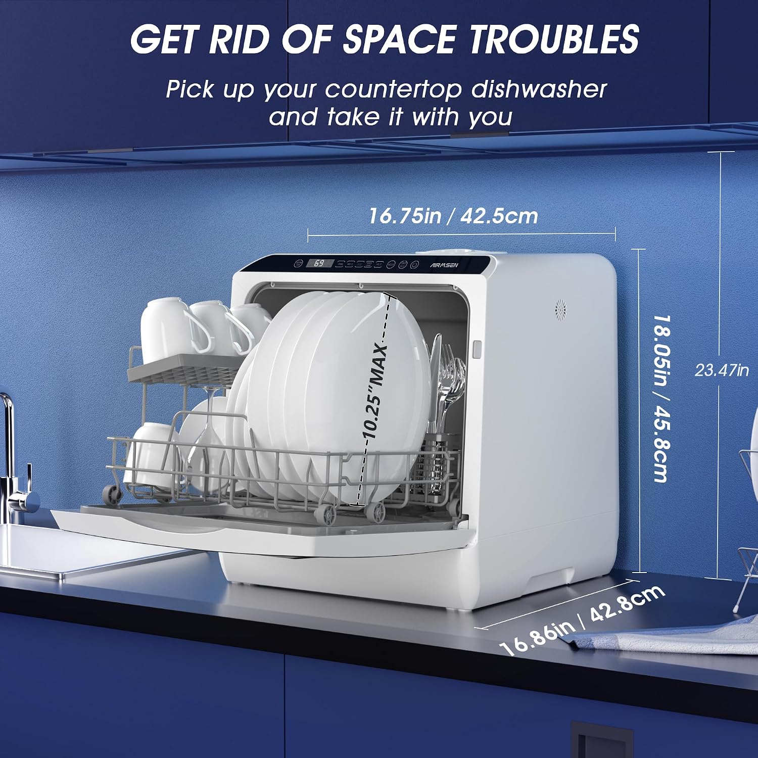 휴대용 카운터탑 식기세척기, 연결 필요 없음, 6가지  - Portable Dishwasher With Water Tank 리뷰 및 가격