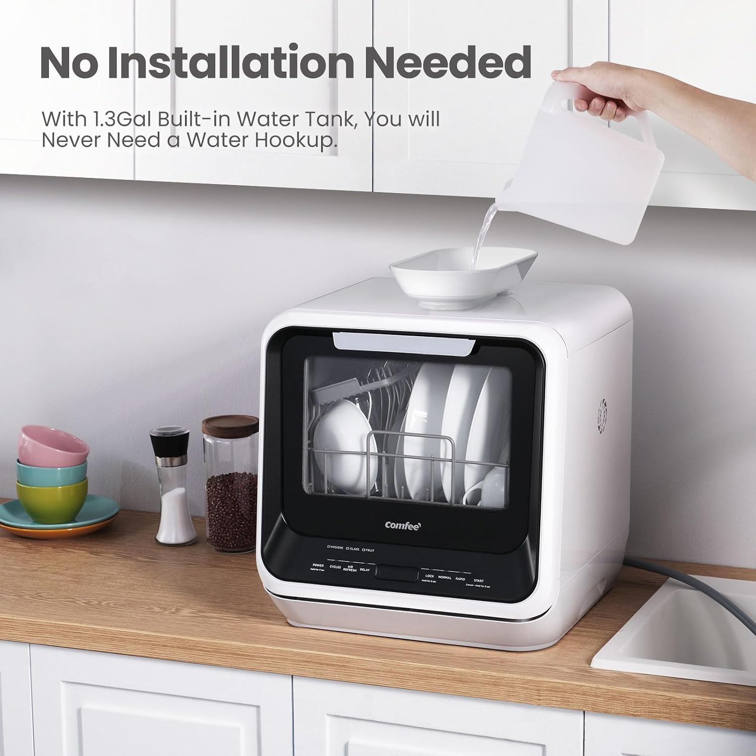 1.32갤런 용량의 물탱크와 6가지 세척 프로그램을 갖 - Portable Dishwasher With Water Tank 리뷰 및 가격