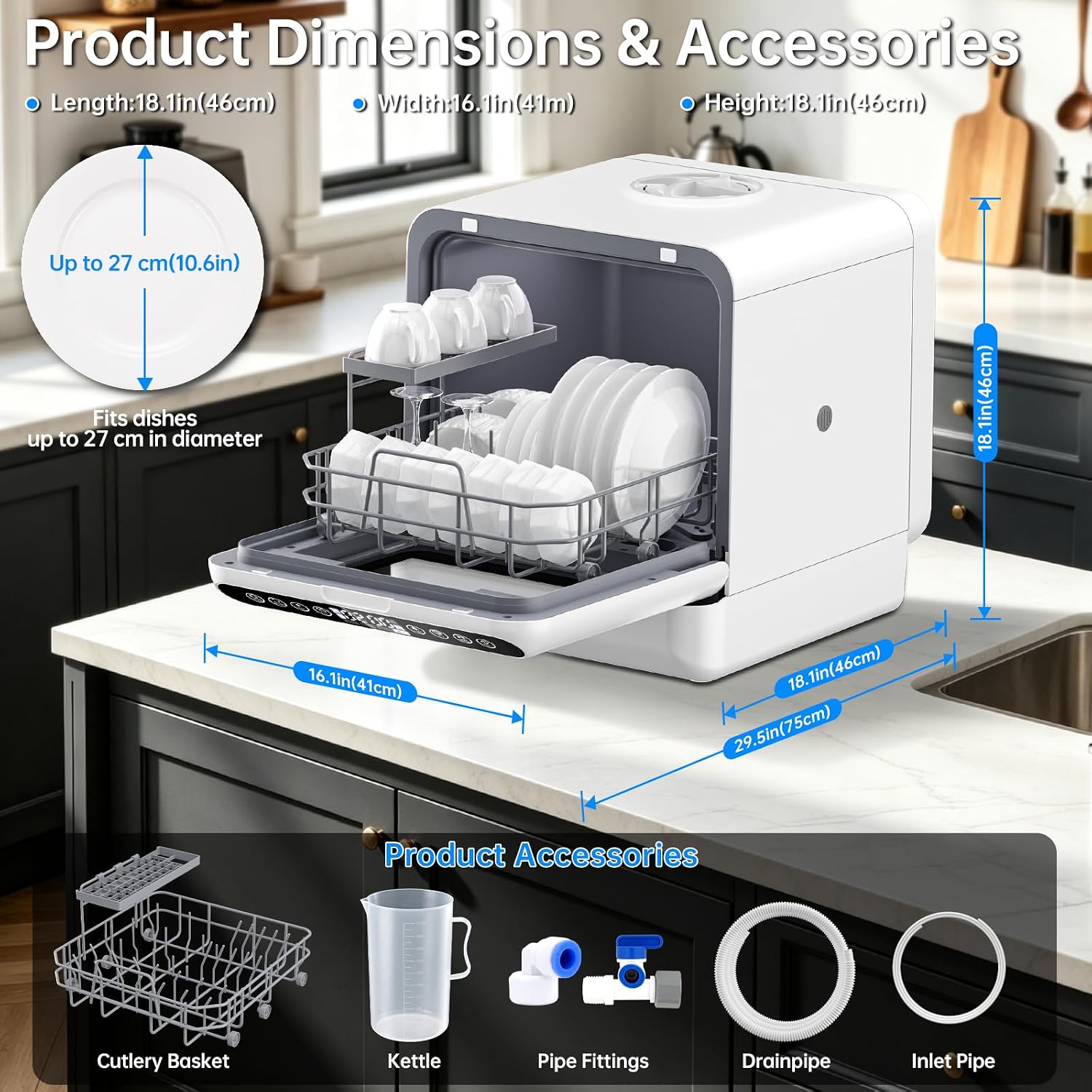 내장형 5L 물탱크, 5가지 세척 프로그램, 40dB의 - Portable Dishwasher With Water Tank 리뷰 및 가격
