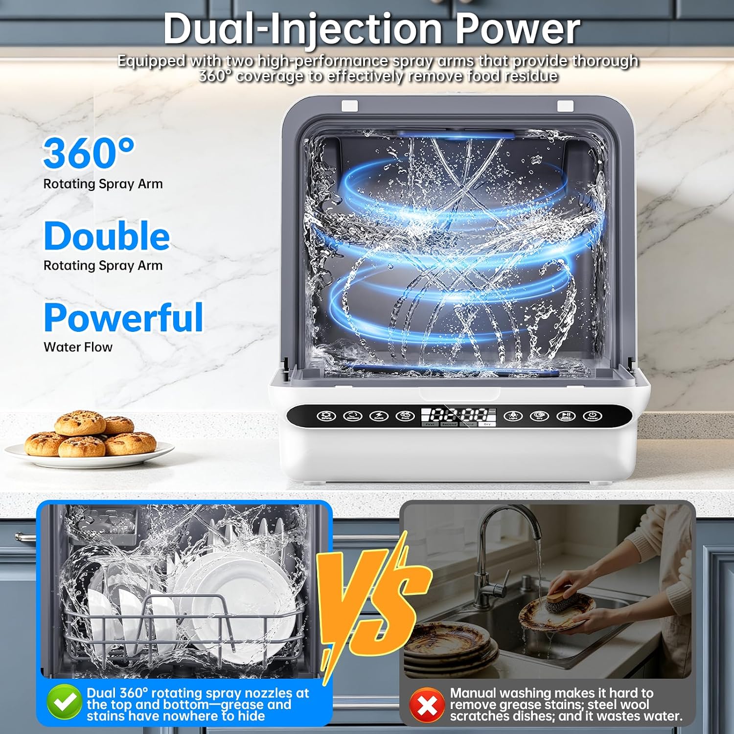 내장형 5L 물탱크, 5가지 세척 프로그램, 40dB의 - Portable Dishwasher With Water Tank 리뷰 및 가격