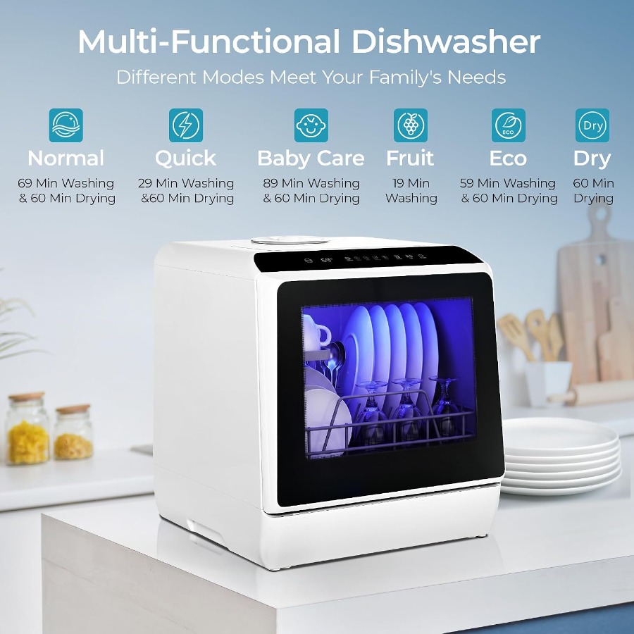 휴대용 식기세척기, 6가지 세척 프로그램, 초저소음 작 - Small Dishwasher For Apartment 리뷰 및 가격