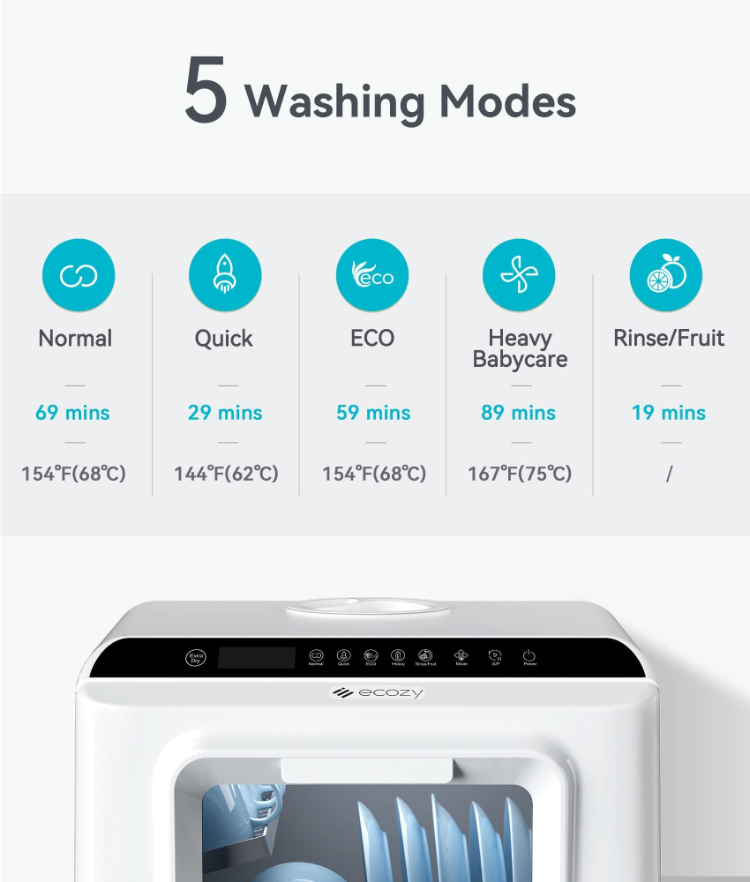 에코지 휴대용 미니 식기세척기 (5L 물탱크, 6가지  - Portable Dishwasher With Water Tank 리뷰 및 가격